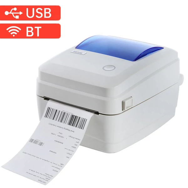 Asztali szállítási címkenyomtató Közvetlen hőnyomtatás BT+USB-csatlakozás 1D/2D vonalkód támogatás 230 mm-es papírszélesség belső papírtálcával - Fehér