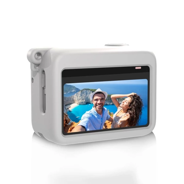 PULUZ PU865 kameravédő tok, szilikon burkolat, karcmentes, kompatibilis az Insta360 GO 3-mal - Fehér