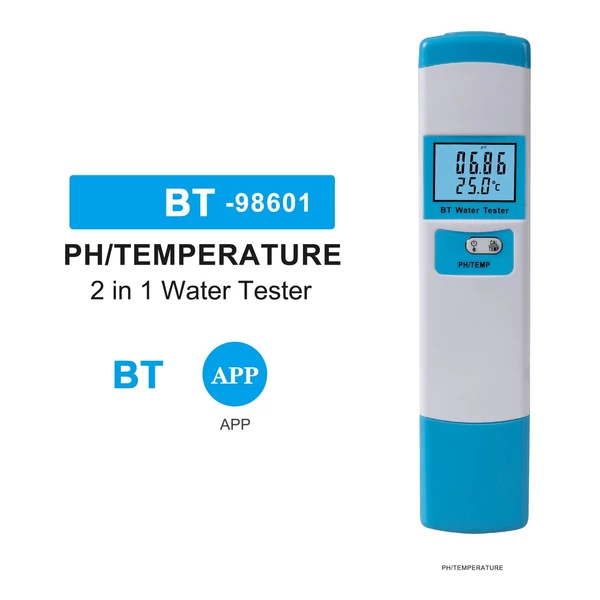 BT intelligens vízminőség-mérő PH-hőmérséklet-teszt Többfunkciós Mariculture-tesztelő ivóvízhez, akváriumhoz, akvakultúrához, úszómedencéhez