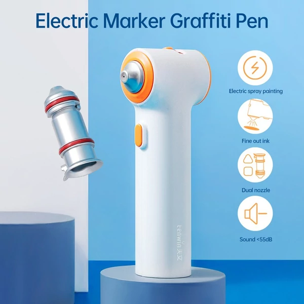 Tenwin Airbrush permetező elektromos jelölő Graffiti toll 2 fúvóka USB töltés