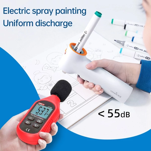 Tenwin Airbrush permetező elektromos jelölő Graffiti toll 2 fúvóka USB töltés