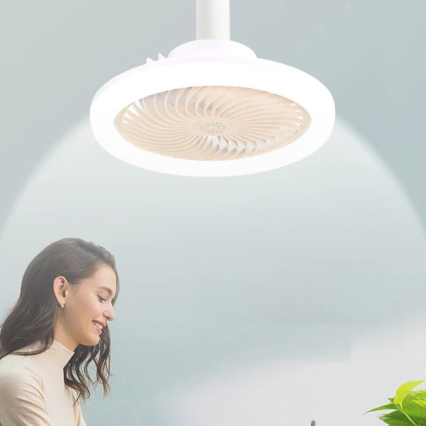 Intelligens távirányítós LED ventilátor lámpa E27 csavaros szabályozható, aromaterápiás világítás ventilátor lámpa - Fehér