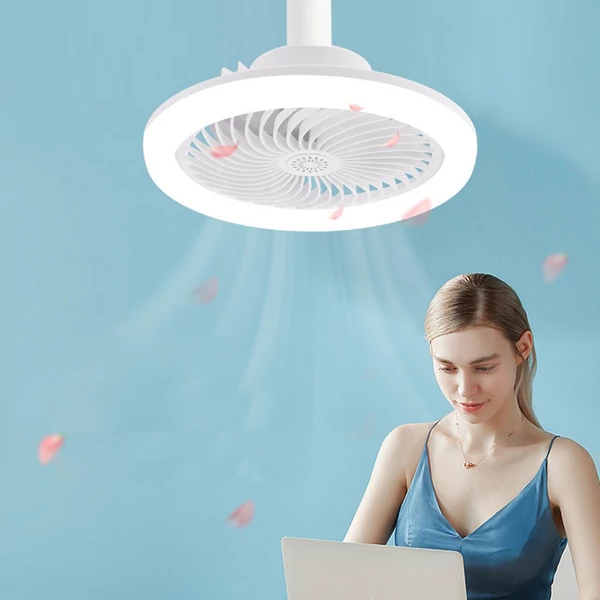 Intelligens távirányítós LED ventilátor lámpa E27 csavaros szabályozható, aromaterápiás világítás ventilátor lámpa - Fehér