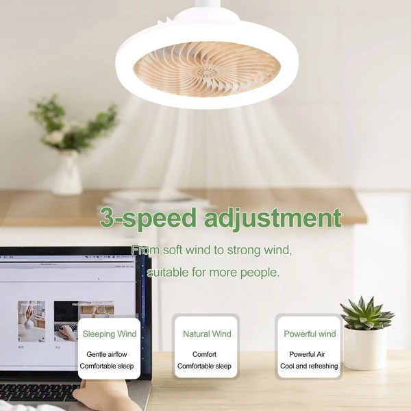 Intelligens távirányítós LED ventilátor lámpa E27 csavaros szabályozható, aromaterápiás világítás ventilátor lámpa - Fehér