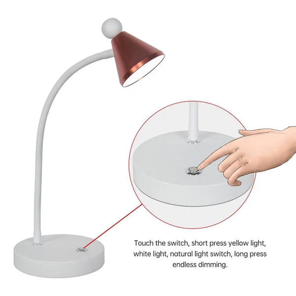 LED szem kímélő asztali lámpa, 3 színben szabályozható, 10 fényerejű, 2700-6500K érintőgomb USB-töltéssel