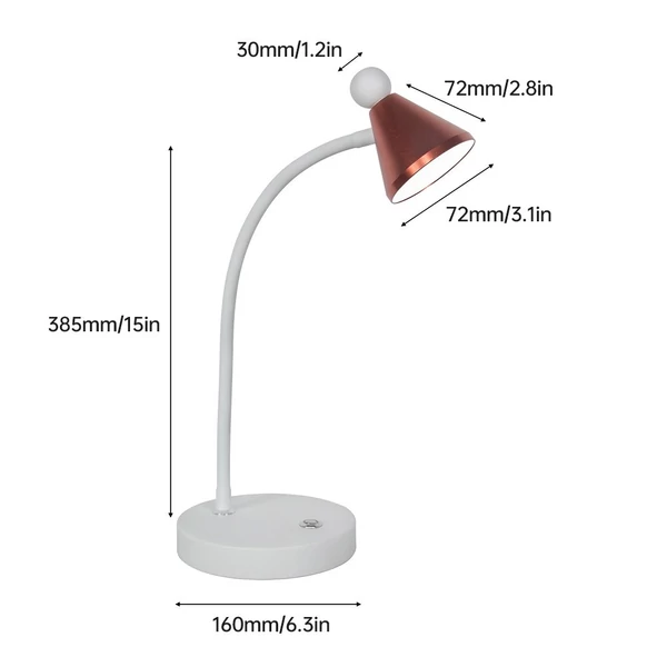 LED szem kímélő asztali lámpa, 3 színben szabályozható, 10 fényerejű, 2700-6500K érintőgomb USB-töltéssel