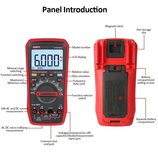 UNI-T UT15B MAX digitális multiméter 1000V 6000 számlálós Multiteszter teszter VFD True RMS voltmérő ampermérő