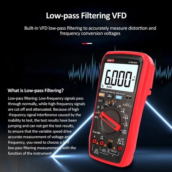 UNI-T UT17B MAX digitális multiméter 1000V 6000 számlálós Multiteszter teszter VFD True RMS voltmérő ampermérő