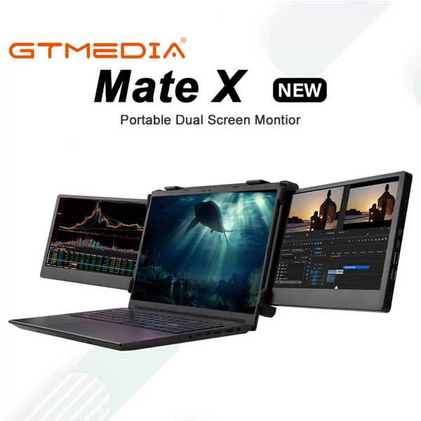 GTMEDIA Mate X 11,6 hüvelykes hordozható, kétképernyős monitor Full HD IPS 1080P képernyő Plug and Play laptophoz