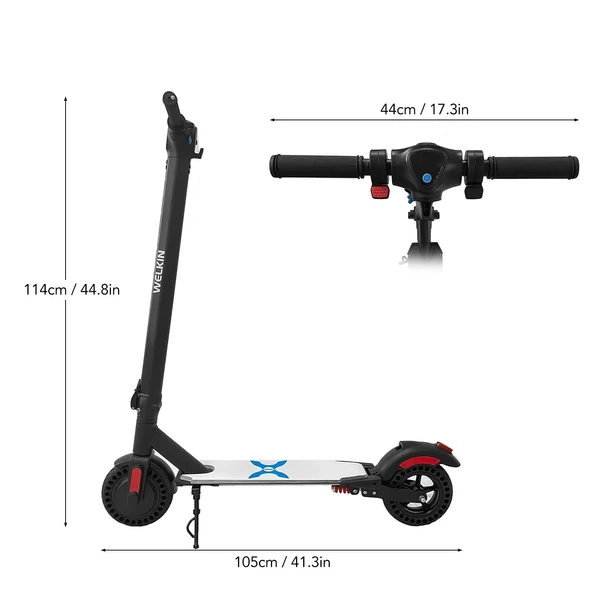 WELKIN WKES0068 hüvelykes méhsejt gumiabroncs, 350 W összecsukható elektromos robogó, max. 15 km hatótáv, fénytáblával