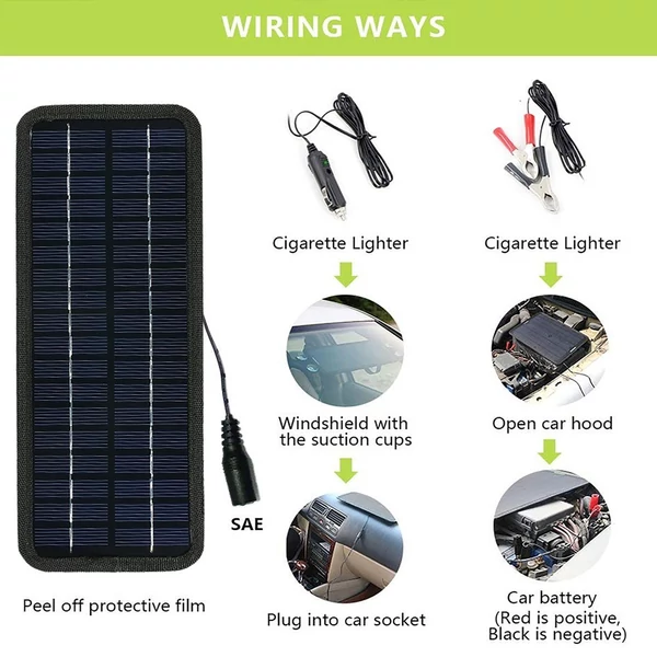 18V-os 20W-os autós napelemes töltőtöltő autós akkumulátor-karbantartó készlet