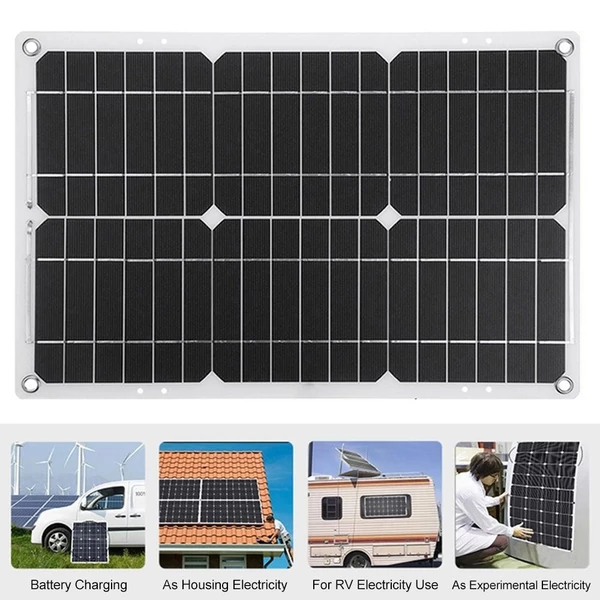 Napelemes energiatermelő rendszer 25 W napelem + 6000 W inverter DC 12 V-tól AC 220 V-ig intelligens LCD kijelzővel, kettős USB töltőporttal + 30 A napelemes töltésvezérlő