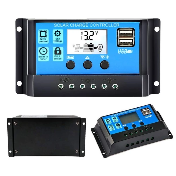 Napelemes energiatermelő rendszer 25 W napelem + 6000 W inverter DC 12 V-tól AC 220 V-ig intelligens LCD kijelzővel, kettős USB töltőporttal + 30 A napelemes töltésvezérlő