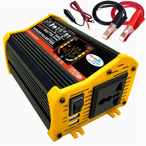 Napelemes energiatermelő rendszer 25 W napelem + 6000 W inverter DC 12 V-tól AC 220 V-ig intelligens LCD kijelzővel, kettős USB töltőporttal + 30 A napelemes töltésvezérlő