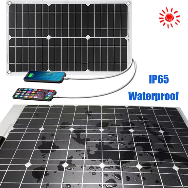 Napelemes energiatermelő rendszer 25 W napelem + 6000 W inverter DC 12 V-tól AC 220 V-ig intelligens LCD kijelzővel, kettős USB töltőporttal + 30 A napelemes töltésvezérlő
