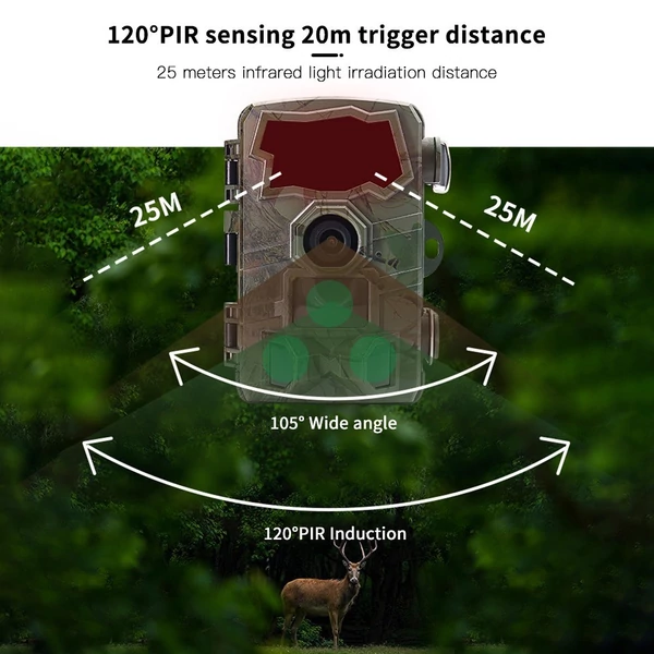 4K 32MP Wifi kamera éjjellátó vadászkamerával IP66 vízálló 105°-os széles látószögű kültéri vad megfigyeléshez