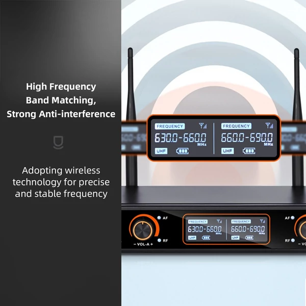 Professzionális 16 csatornás UHF vezeték nélküli kézi mikrofonrendszer 2 mikrofon 1 vevő