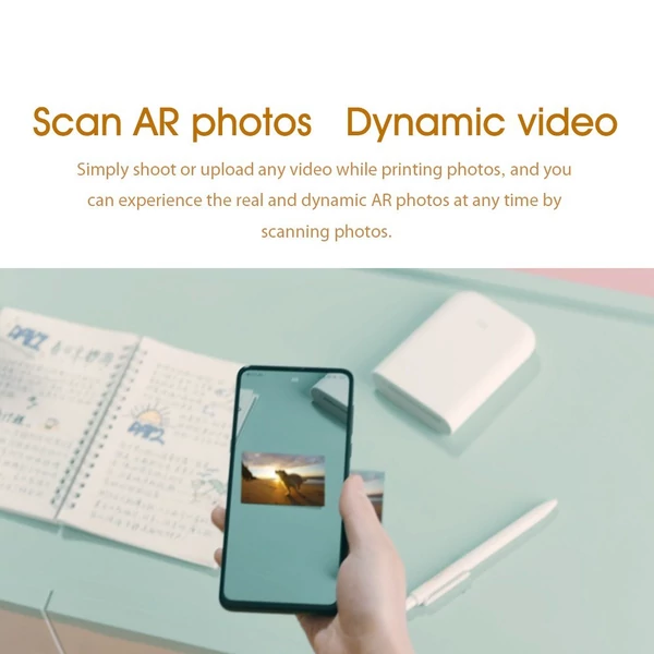 Xiaomi Pocket Photo Printer Zink hordozható fotó AR nyomtató 400dpi megosztással, 500mAh