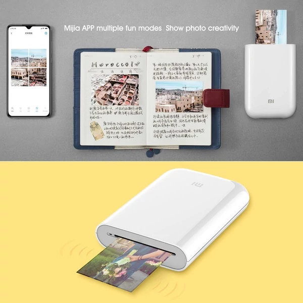 Xiaomi Pocket Photo Printer Zink hordozható fotó AR nyomtató 400dpi megosztással, 500mAh