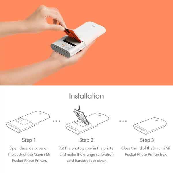 Xiaomi Pocket Photo Printer Zink hordozható fotó AR nyomtató 400dpi megosztással, 500mAh