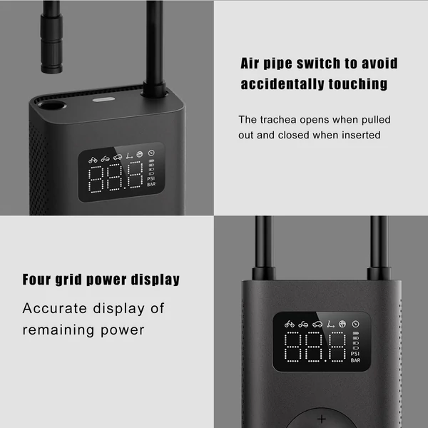 Xiaomi Mijia hordozható elektromos légszivattyú 2 autóhoz, kerékpárhoz, robogógumihoz, kosárlabda felfújáshoz