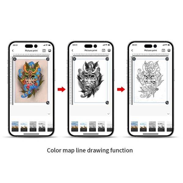 Egykattintásos nyomtatás termikus tetoválás minta stencil gép képalkotó méret szög vágás tükrözés lépték beállítása C típusú interfész