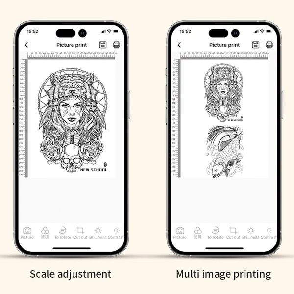 Egykattintásos nyomtatás termikus tetoválás minta stencil gép képalkotó méret szög vágás tükrözés lépték beállítása C típusú interfész