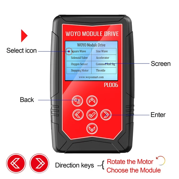 WOYO PL006 Modul Drive auó hiba azonosító meghajtó szimulátor mágnesszelepek léptetőmotor automatikus jelszimulátor gyújtótekercs tesztelő 4,5 hüvelykes LCD képernyővel