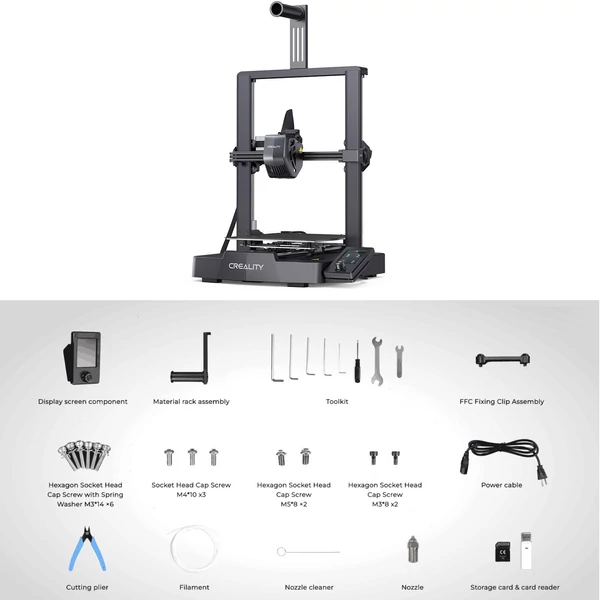 Creality Ender-3 V3 SE 3D nyomtató CR Touch automatikus szintező 220*220*250mm nyomtatási méret és 3,2 hüvelykes színes gombos képernyő