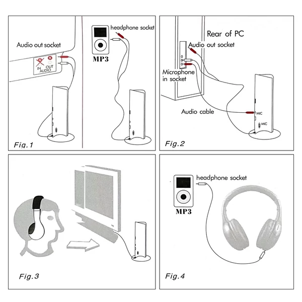 5 az 1-ben többfunkciós vezeték nélküli fejhallgató FM Hi-Fi adó- és vevőkészlet