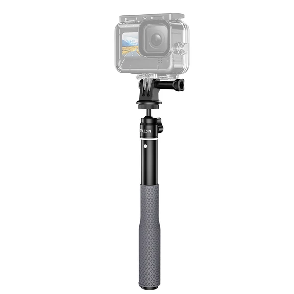 TELESIN WSS-001 25,7 hüvelykes Selfie Stick rozsdaálló, 360°-ban forgatható alumíniumötvözet 3 részből álló 1/4 hüvelykes csavar 3 pofás adapterrel, kompatibilis az Insta 360 DJI GoPro 11/10/9/8/7/6/54 /3