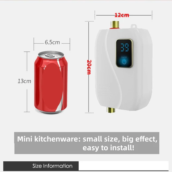 220V 3500W Mini elektromos tartály nélküli melegvíz bojler LCD kijelzővel zuhanyhoz, fürdőszobához, konyhához, mosáshoz (EU csatlakozó)