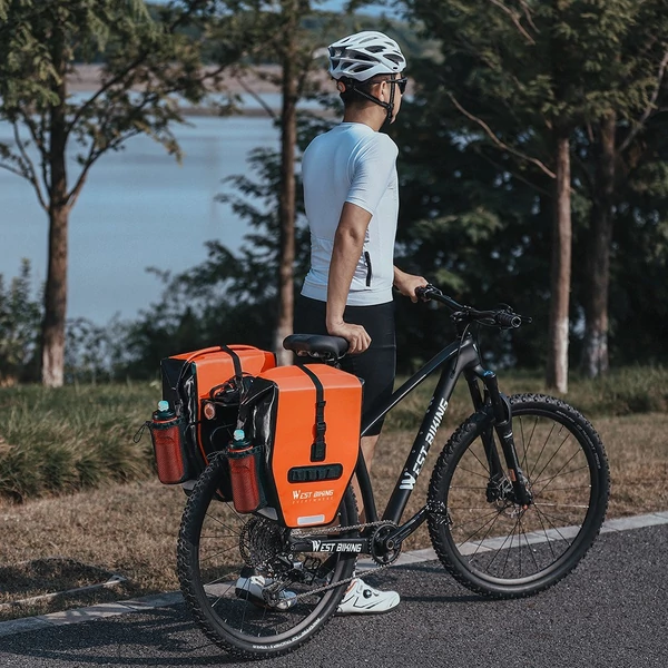 WEST BIKING PVC bővíthető kerékpár hátsó csomagtartó táska Vízálló, nagy kapacitású - Fekete