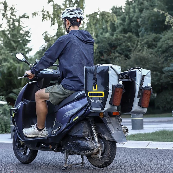 WEST BIKING PVC bővíthető kerékpár hátsó csomagtartó táska Vízálló, nagy kapacitású - Fekete