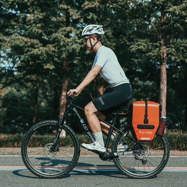 WEST BIKING PVC bővíthető kerékpár hátsó csomagtartó táska Vízálló, nagy kapacitású - Narancs