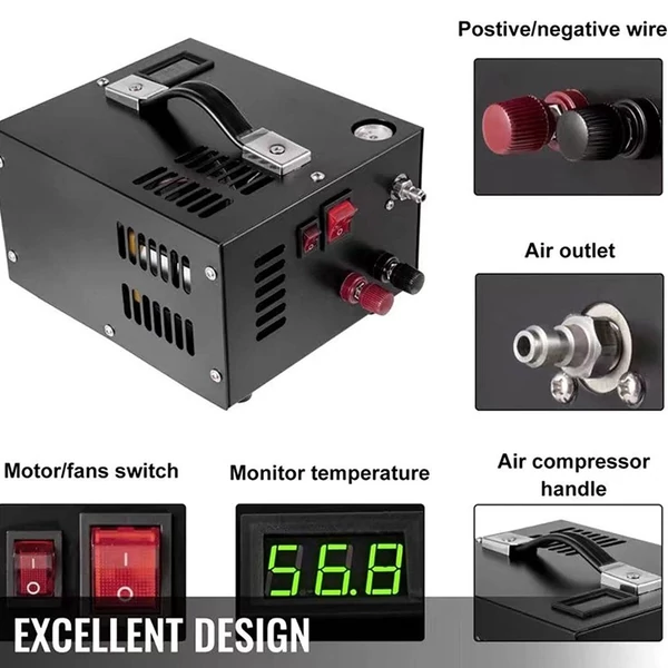 Intelligens hordozható kültéri 4500 PSI elektromos nagynyomású légkompresszor transzformátorral, légnyomásmérővel, automatikus leállítással