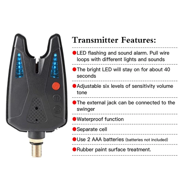Elektronikus horgászjelzők kapásjelző LED-es vezeték nélküli horgászriasztó digitális horgászvevő hangjelző készlet tokkal