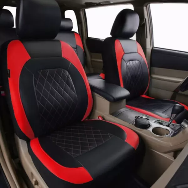 Autós univerzális PU bőr ülésvédő teljes készlet autós SUV járművekhez (9 darab) - Piros
