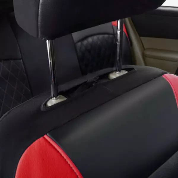 Autós univerzális PU bőr ülésvédő teljes készlet autós SUV járművekhez (9 darab) - Piros