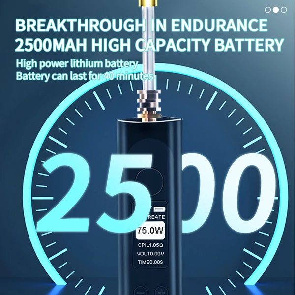 Hordozható forrasztópáka 75 W digitális OLED képernyő 8S ónolvadó/állandó hőmérsékletű gyors fűtés 3 cserélhető fejjel - Fekete