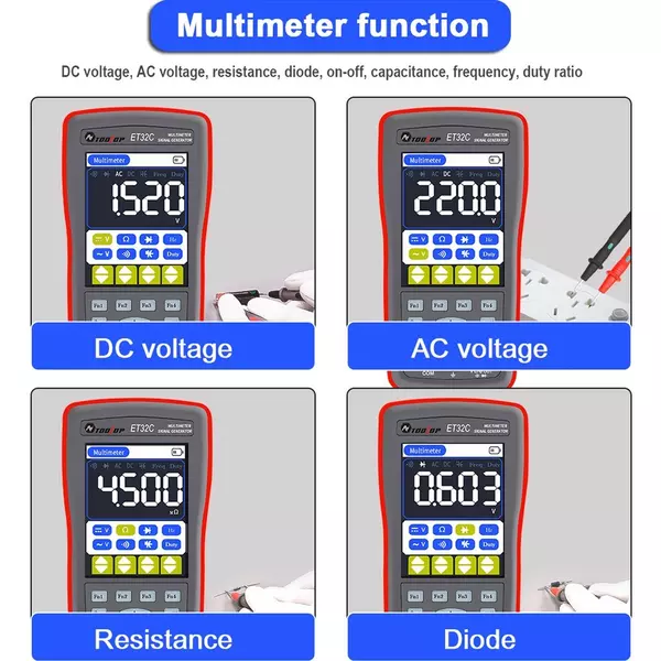 TOOLTOP 2 az 1-ben autós jelgenerátor multiméter, 2,8 hüvelykes színes kijelző, átfogó tekercs mágnesszelep relé vezérlés, kettős üzemmódú kapcsoló, több jelkimenet a pontos járműkarbantartási hangkoordináció érdekében - Típus 1