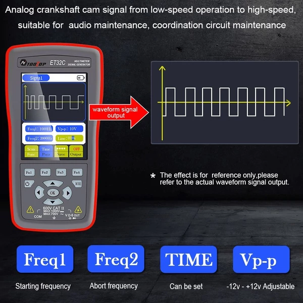 TOOLTOP 2 az 1-ben autós jelgenerátor multiméter, 2,8 hüvelykes színes kijelző, átfogó tekercs mágnesszelep relé vezérlés, kettős üzemmódú kapcsoló, több jelkimenet a pontos járműkarbantartási hangkoordináció érdekében - Típus 2