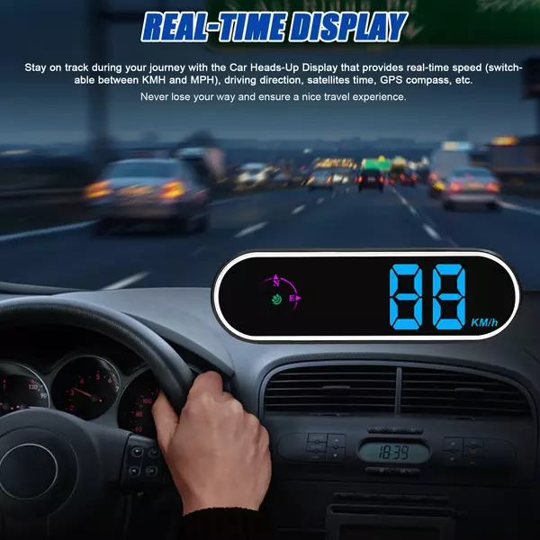 Autós fejjelzõ, GPS digitális sebességmérõ színes LED-kijelzõvel, órával és iránytû funkcióval