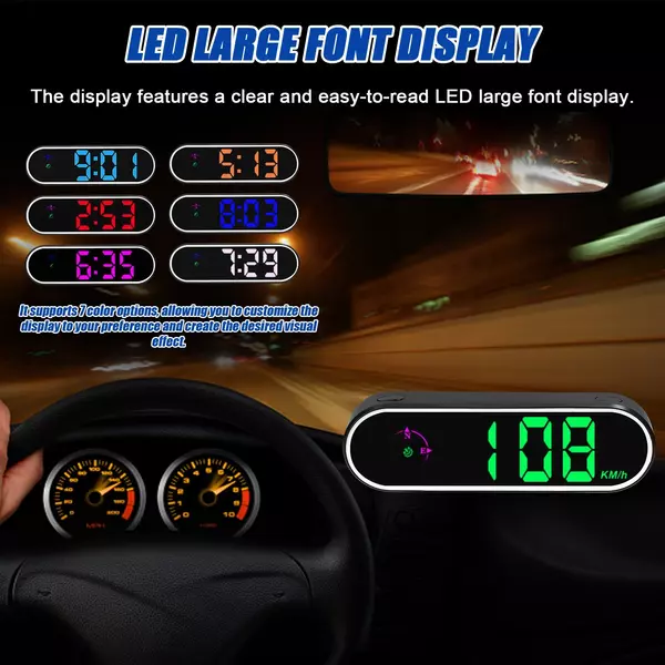 Autós fejjelzõ, GPS digitális sebességmérõ színes LED-kijelzõvel, órával és iránytû funkcióval