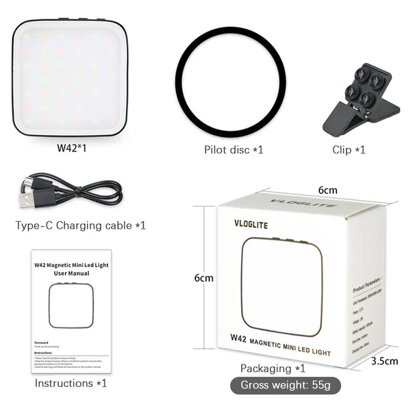 2 W-os mágneses telefonlámpa, kétszínű szelfi LED-lámpa