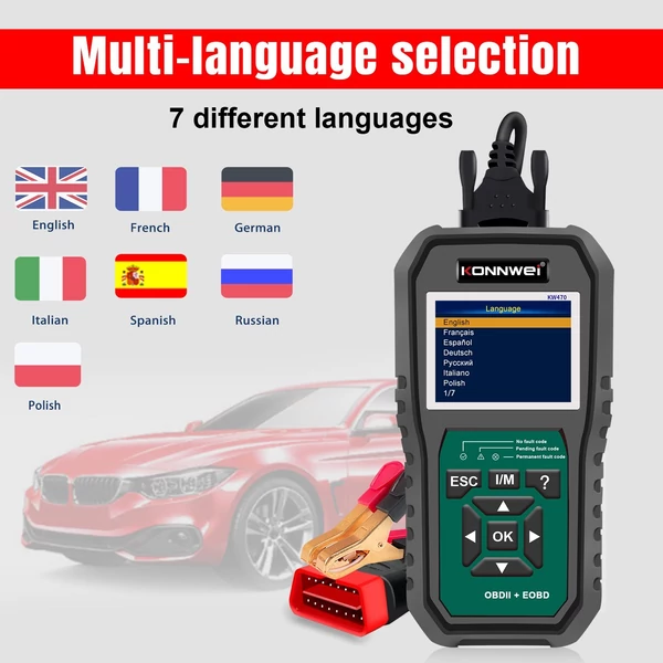 KONNWEI KW470 OBDII kódolvasó akkumulátor teszter teljes rendszer diagnosztikai szkenner csere Ford univerzális autóhoz 1996 után