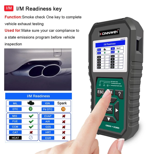 KONNWEI KW470 OBDII kódolvasó akkumulátor teszter teljes rendszer diagnosztikai szkenner csere Ford univerzális autóhoz 1996 után