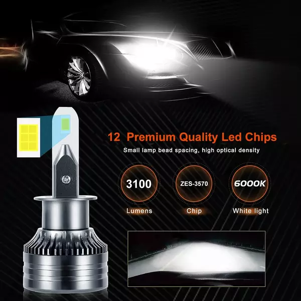 Autó LED fényszóró izzók IP68 Vízálló 6000K 30W 3100LM (2db) - H7