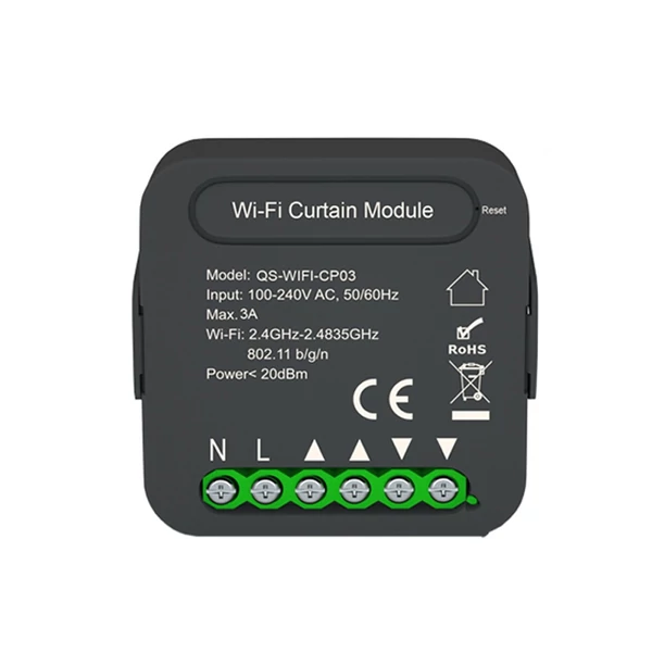 QS-WIFI-CP03 Tuya WiFi intelligens függönykapcsoló modul időzítési funkcióval APP távirányító, kompatibilis az Alexa Google Voice Control funkcióval (5 db)
