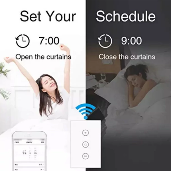 QS-WIFI-CP03 Tuya WiFi intelligens függönykapcsoló modul időzítési funkcióval APP távirányító, kompatibilis az Alexa Google Voice Control funkcióval (5 db)
